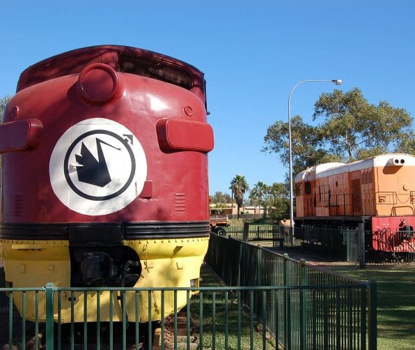 Photo of trains outdoors at the Don Rhodes Mining and Transport Museum