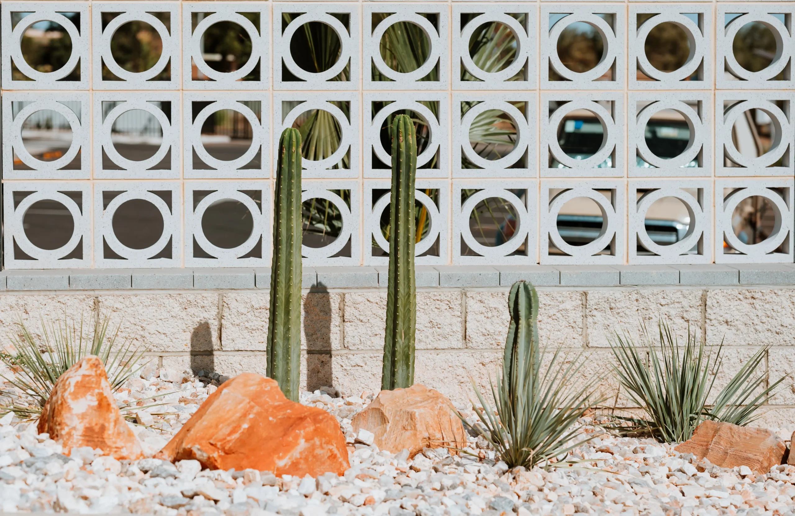 exterior view of hedland hotel gardens with native plants